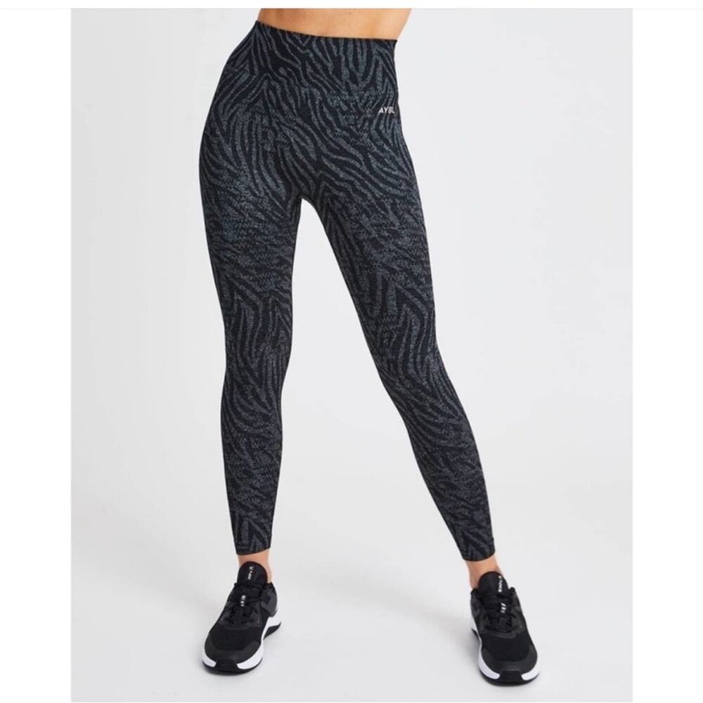 AYBL Evolve Animal Zebra Seamless Leggings Women’s Black Gray Size Small